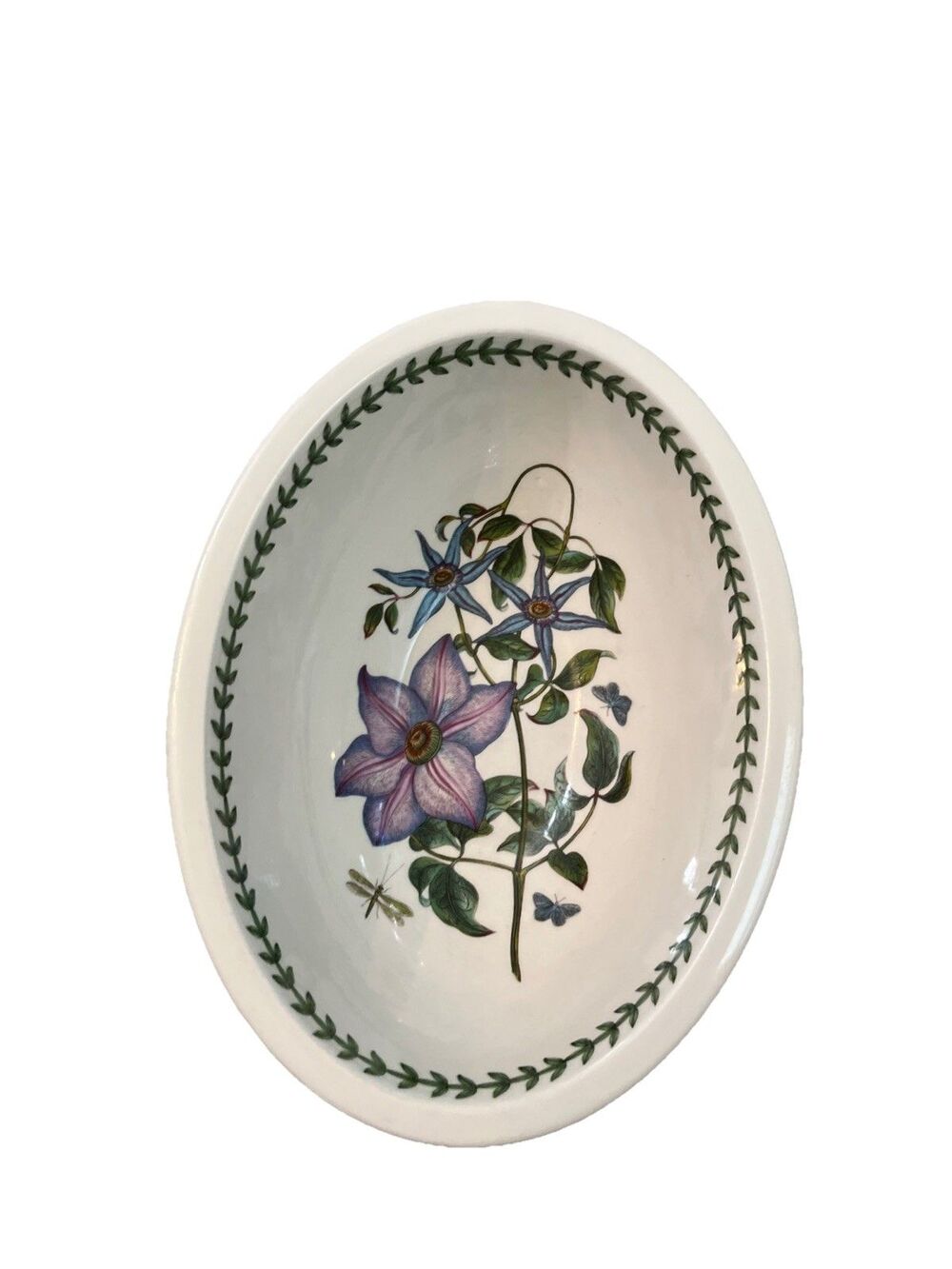 Portmeirion The Botanic Garden 9” Oval Serving Bowl Clematis Virgins Bower